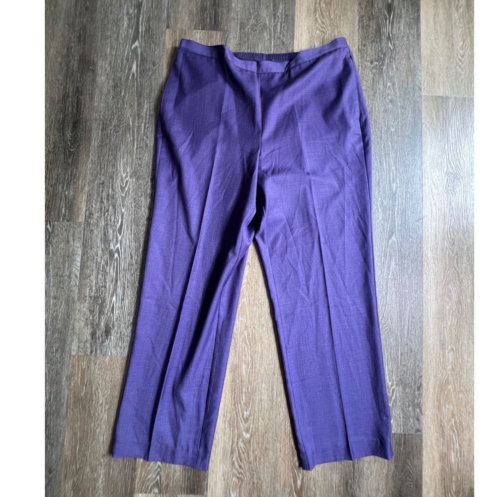 Alfred Dunner Dress Pants‎ Women 18 Purple Elastic Waist Straight Leg Trousers